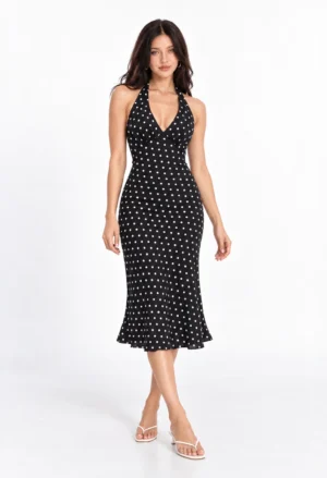 Aiya polkadot midi dress