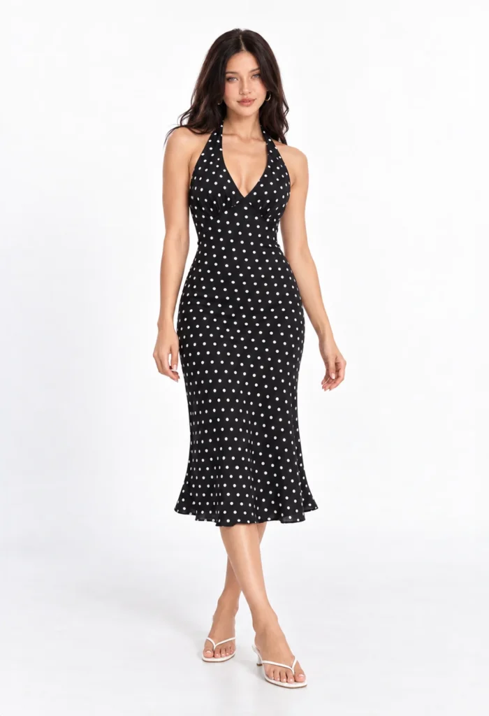 Aiya polkadot midi dress